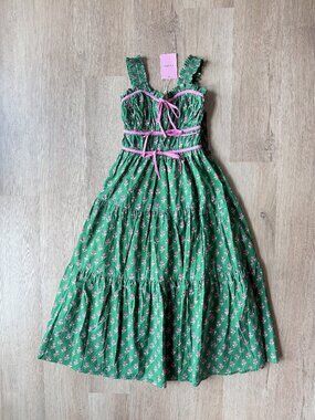 *NWT* ENTRO Green & Pink Floral Maxi Dress SMALL